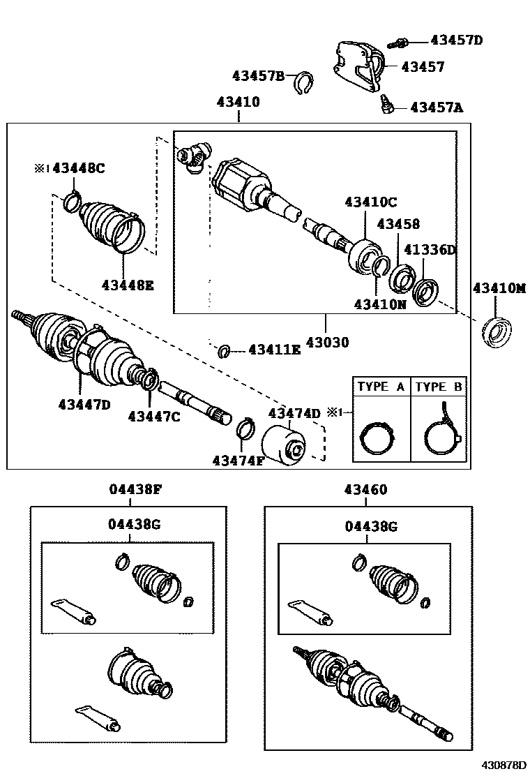 Toyota CAMRY Front Drive Shaft EPC diagram — 430878D