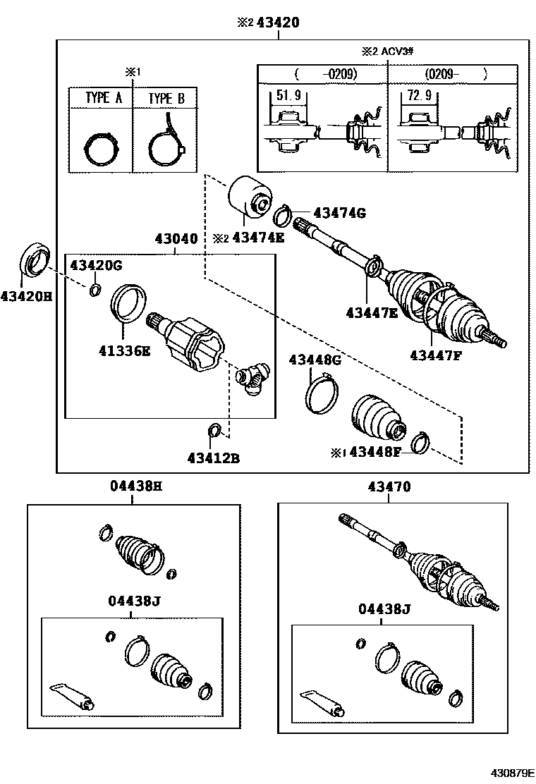 Toyota CAMRY Front Drive Shaft EPC diagram — 430879E
