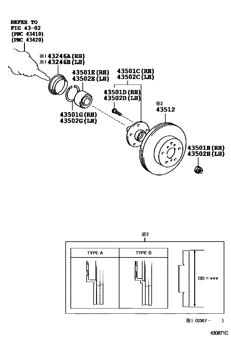 Toyota CAMRY Front Axle Hub EPC diagram — 430871C