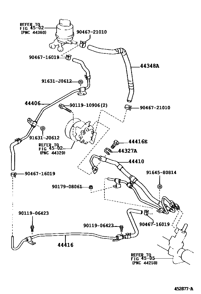 Toyota CAMRY 动力转向配管 EPC diagram — 452877A