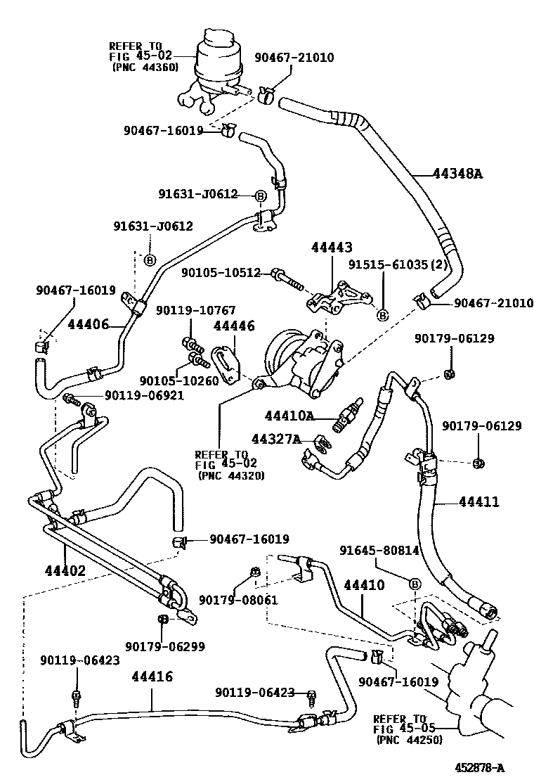 Toyota CAMRY 动力转向配管 EPC diagram — 452878A