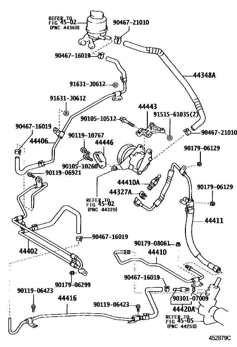 Toyota CAMRY 动力转向配管 EPC diagram — 452879C