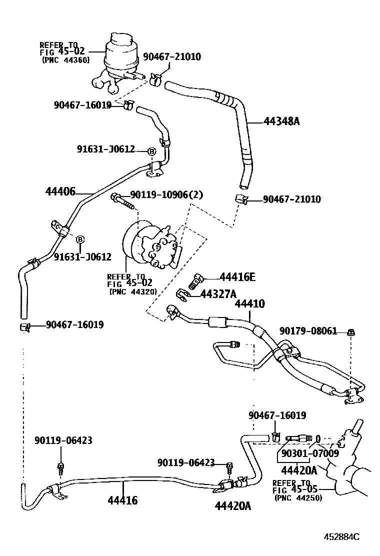 Toyota CAMRY 动力转向配管 EPC diagram — 452884C