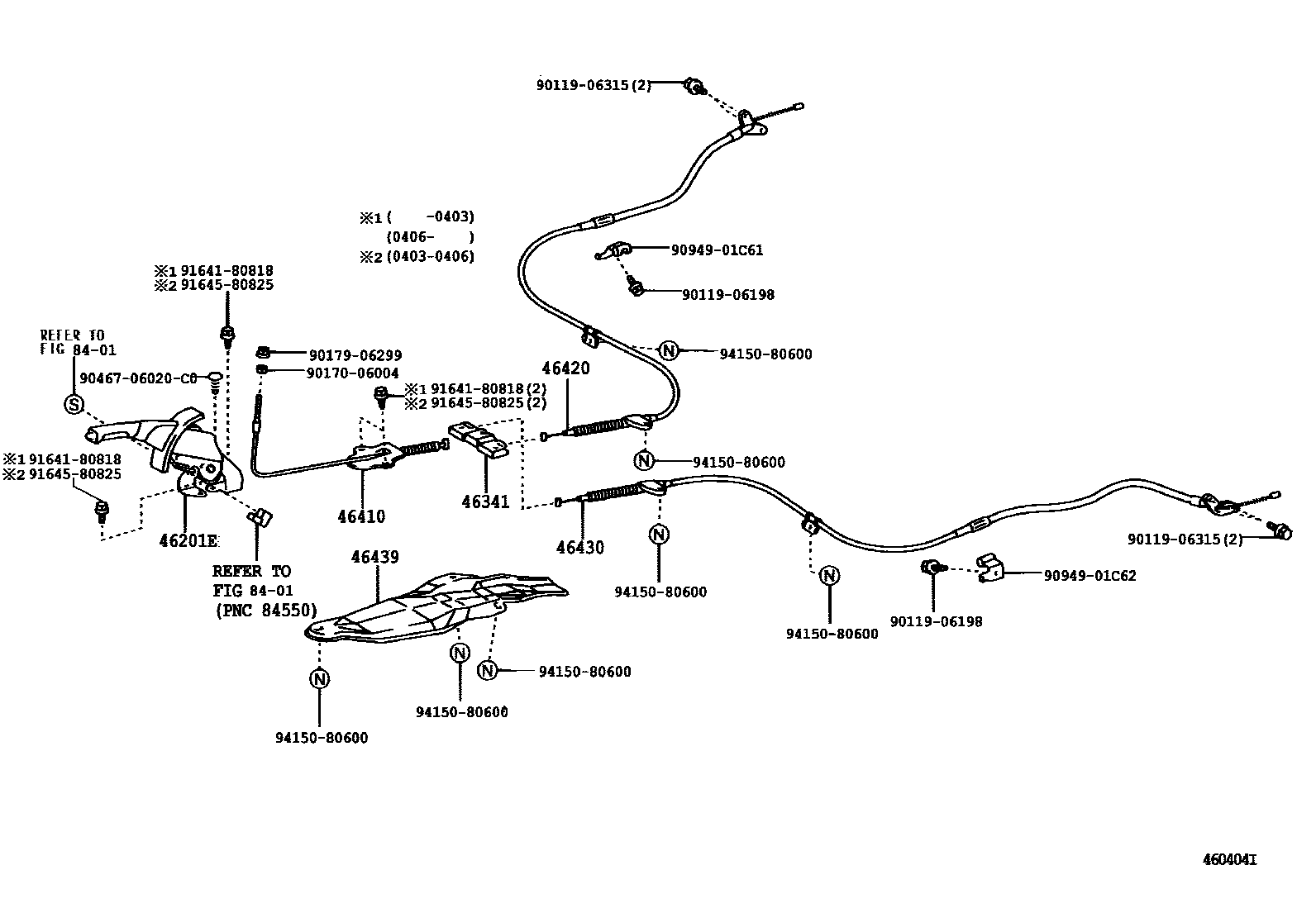 Toyota CAMRY Parking Brake & Cable EPC diagram — 460404I