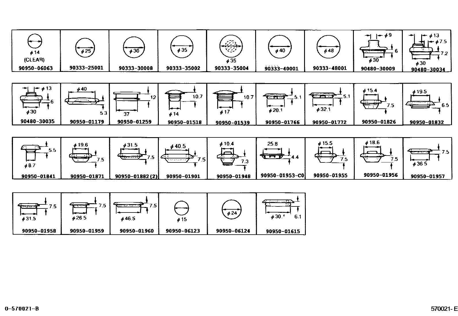 Toyota CAMRY hole plug EPC diagram — 570021E