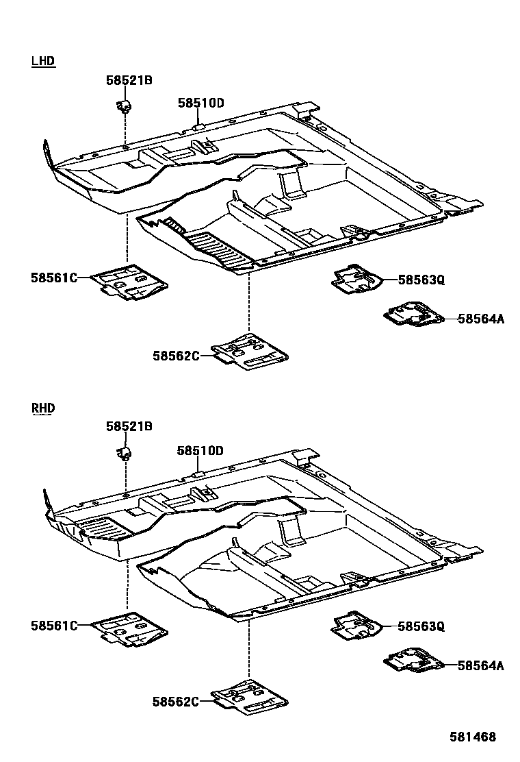 Toyota CAMRY 地板垫和地毯 EPC diagram — 581468