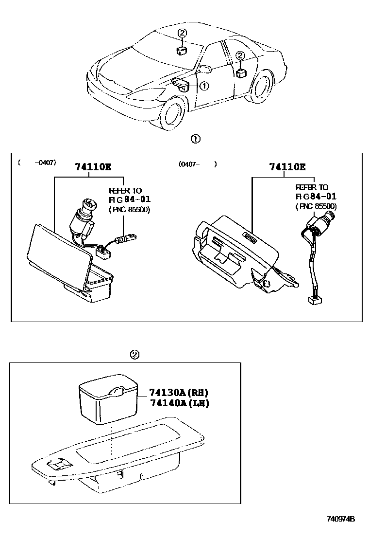 Toyota CAMRY 烟灰盒 EPC diagram — 740974B