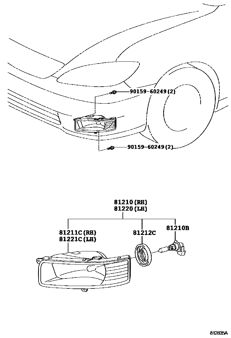 Toyota CAMRY Fog Lamp EPC diagram — 812835A