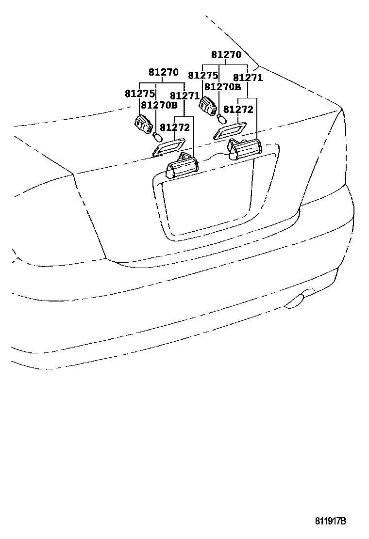 Toyota CAMRY 后牌照灯 EPC diagram — 811917B