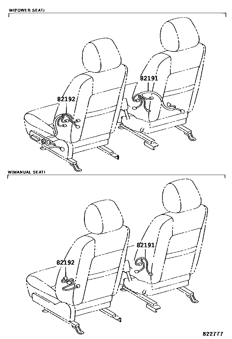Toyota CAMRY 线束和卡夹 EPC diagram — 822777