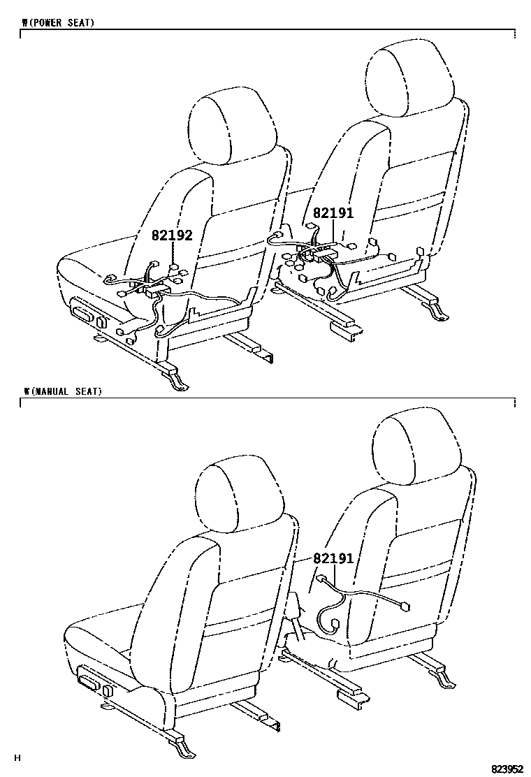 Toyota CAMRY 线束和卡夹 EPC diagram — 823952