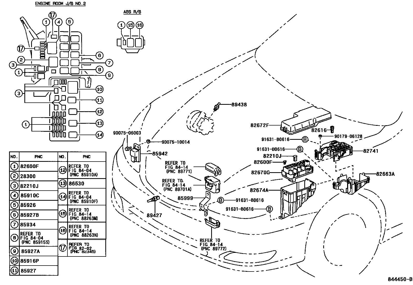 Toyota CAMRY 开关和继电器和ECU EPC diagram — 844450B