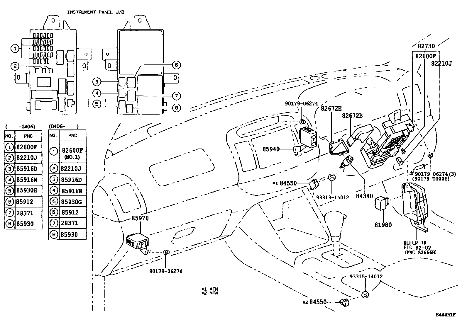 Toyota CAMRY 开关和继电器和ECU EPC diagram — 844451F
