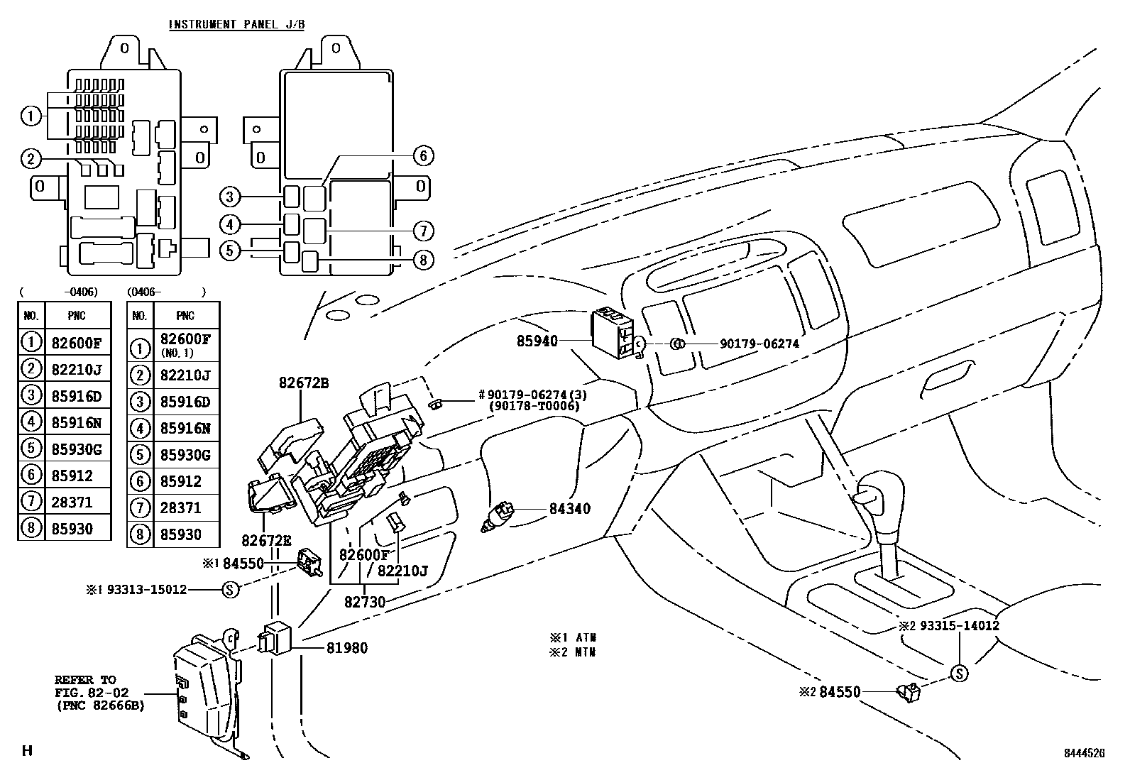 Toyota CAMRY 开关和继电器和ECU EPC diagram — 844452G