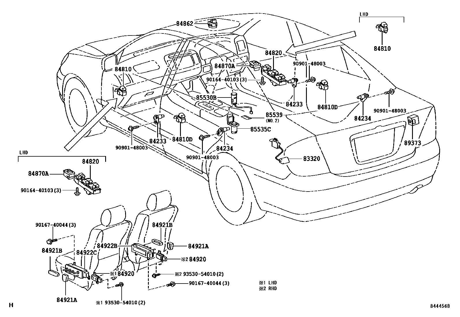 Toyota CAMRY 开关和继电器和ECU EPC diagram — 844456B