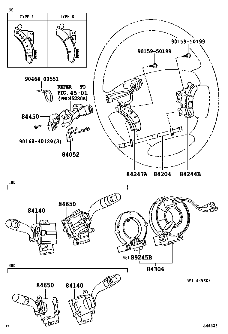 Toyota CAMRY 开关和继电器和ECU EPC diagram — 846333