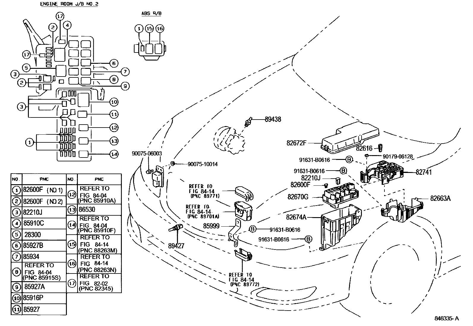 Toyota CAMRY 开关和继电器和ECU EPC diagram — 846335A
