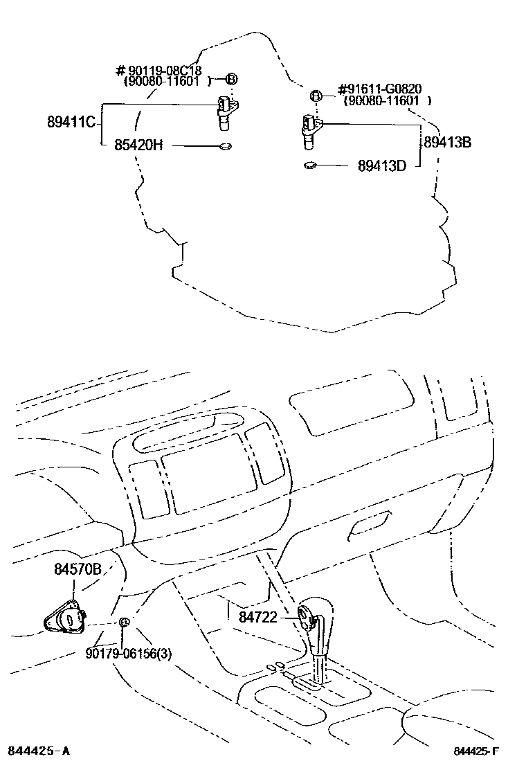 Toyota CAMRY 超速档和电子控制变速器 EPC diagram — 844425F