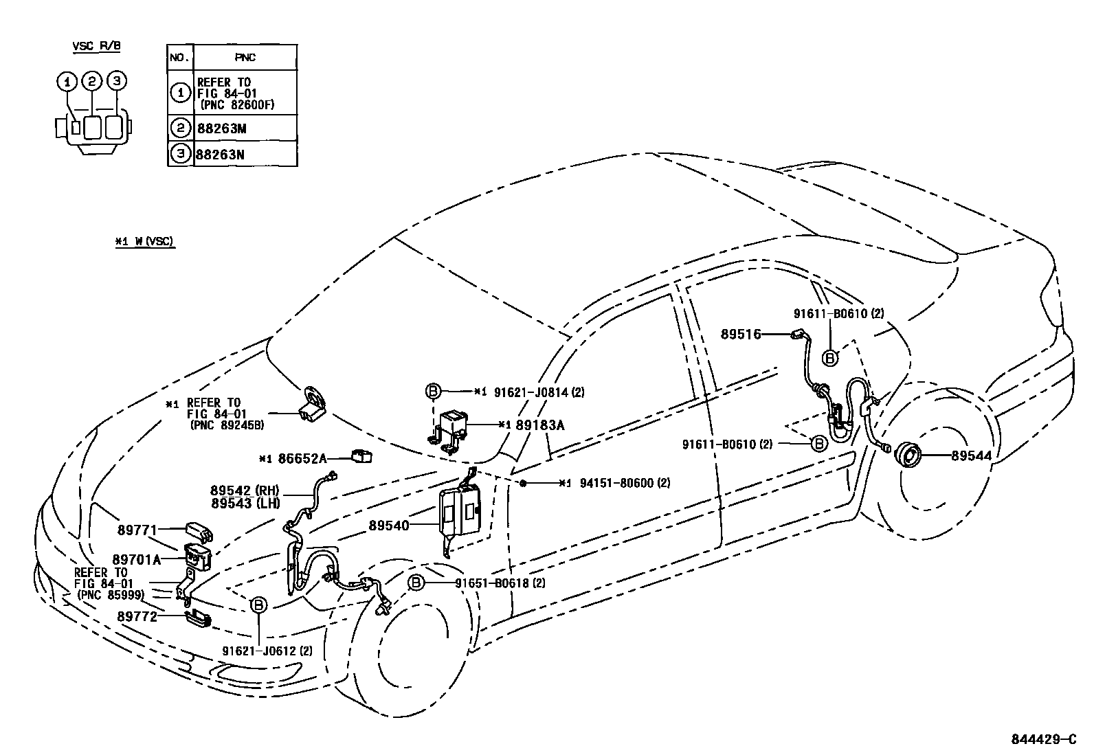 Toyota CAMRY ABS 和 VSC EPC diagram — 844429C