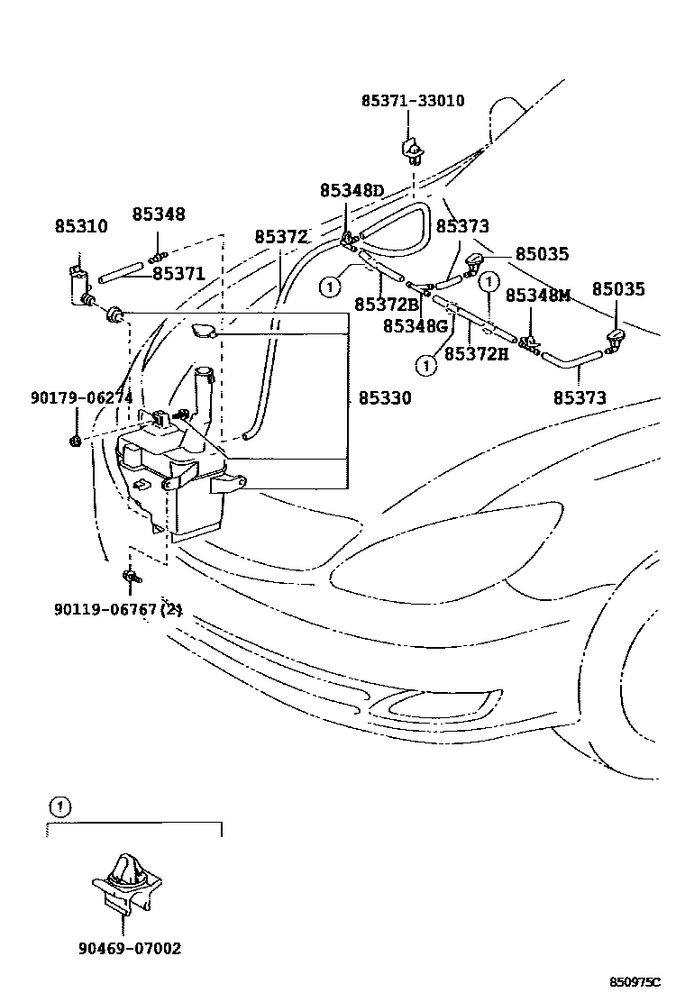 Toyota CAMRY 挡风玻璃清洗器 EPC diagram — 850975C