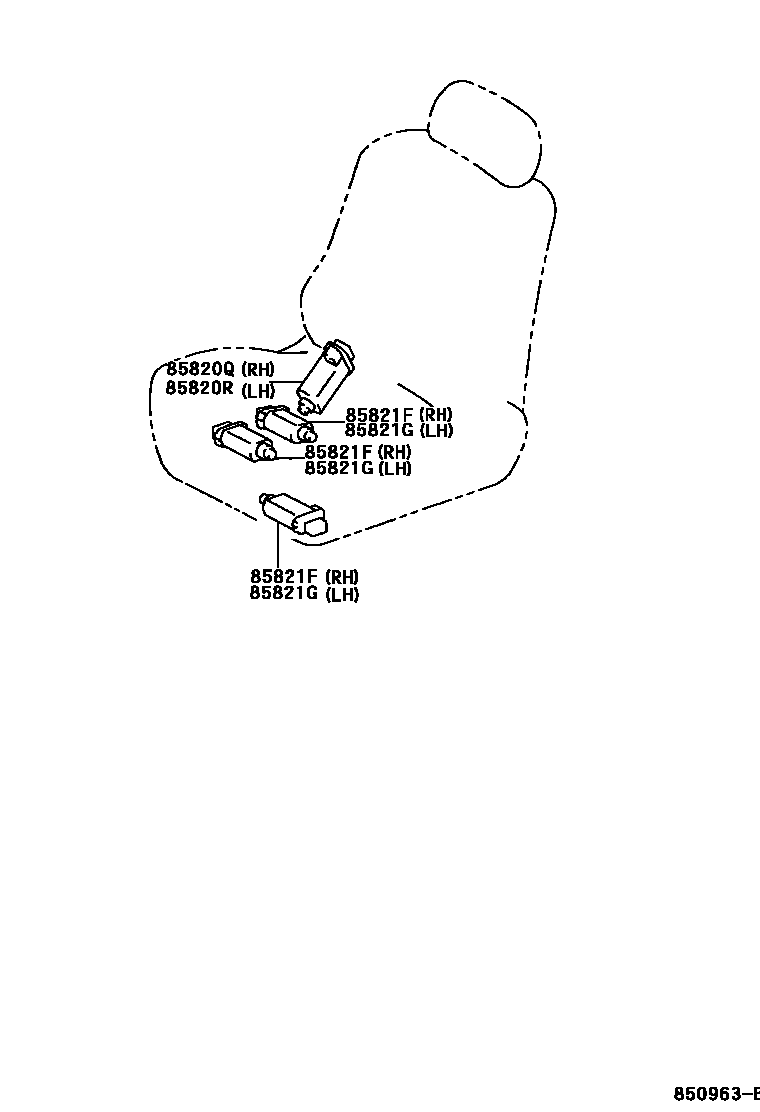 Toyota CAMRY 座椅电机和座椅加热器 EPC diagram — 850963B