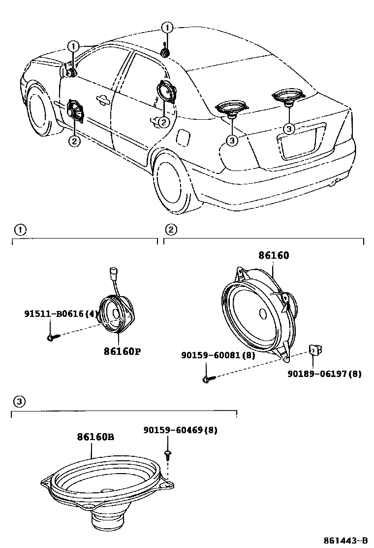 Toyota CAMRY 扬声器 EPC diagram — 861443B