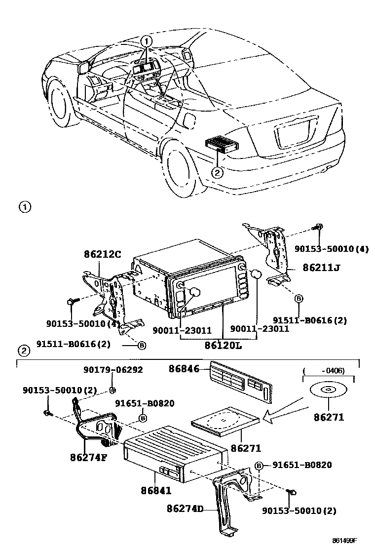Toyota CAMRY 导航和前监视器显示屏 EPC diagram — 861499F