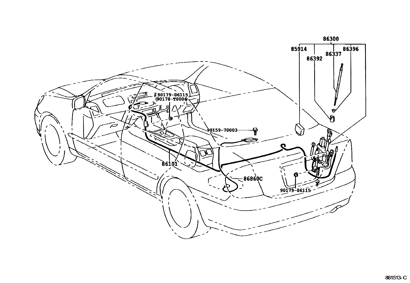 Toyota CAMRY antenna EPC diagram — 861513C