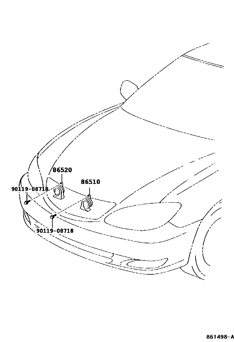 Toyota CAMRY 喇叭 EPC diagram — 861498A