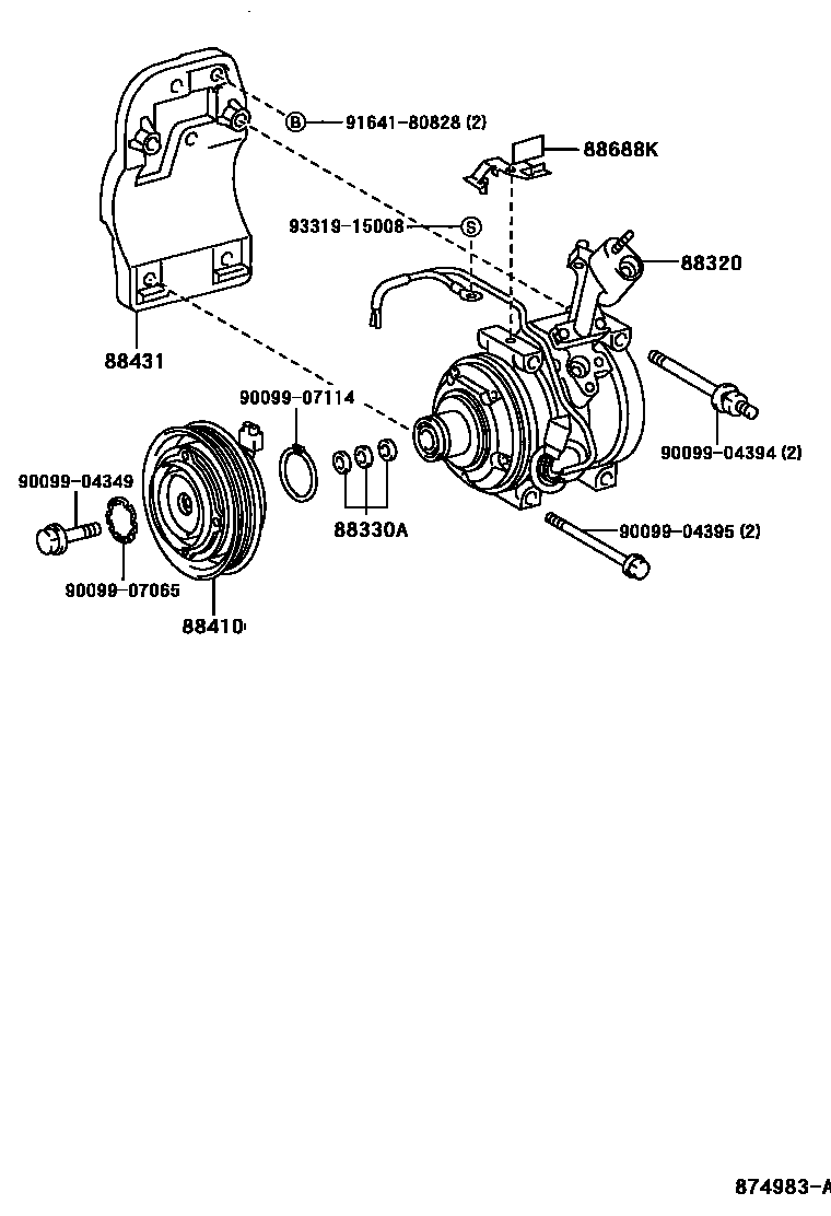 Toyota CAMRY Heating & Air Conditioning - Compressor EPC diagram — 874983A