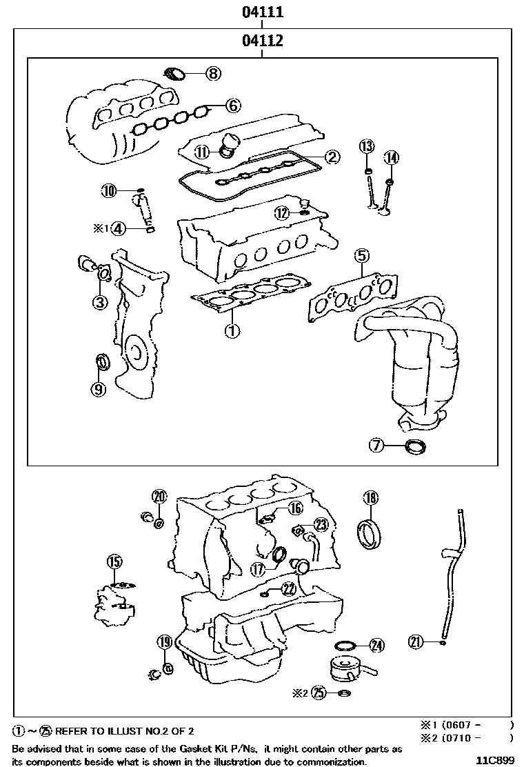 Toyota CAMRY Engine Overhaul Gasket Kit EPC diagram — 11C899