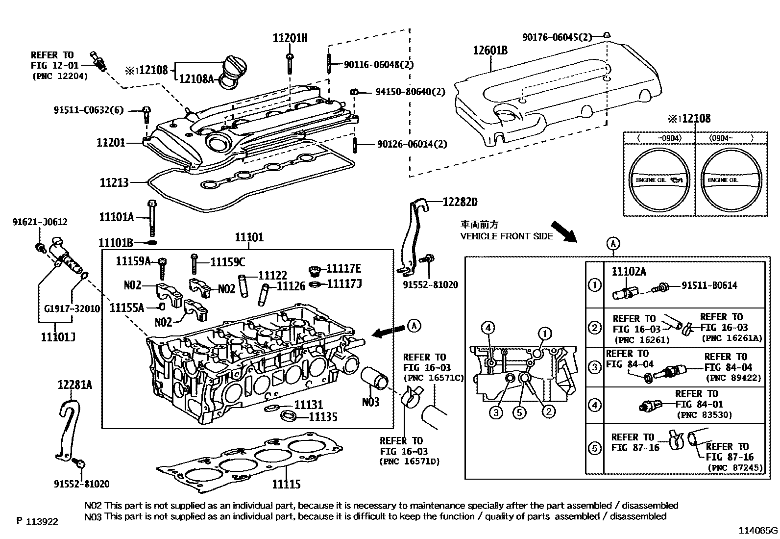 Toyota CAMRY Cylinder Head EPC diagram — 114065G