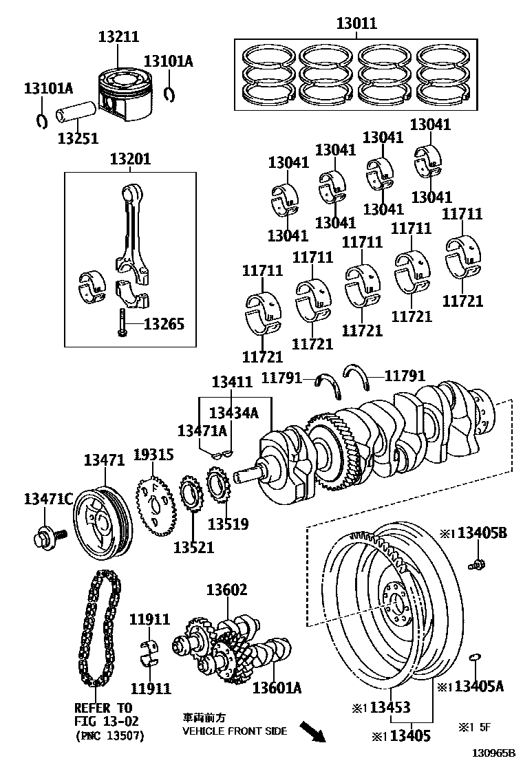 Toyota CAMRY Crankshaft & Piston EPC diagram — 130965B
