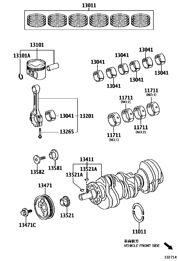 Toyota CAMRY Crankshaft & Piston EPC diagram — 132714