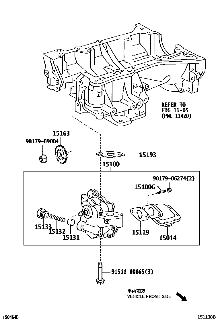 Toyota CAMRY Engine Oil Pump EPC diagram — 151108B