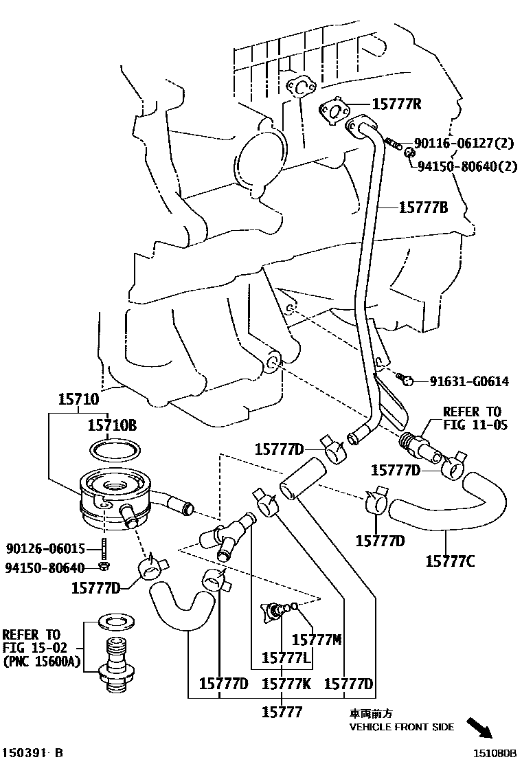Toyota CAMRY Engine Oil Cooler EPC diagram — 151080B