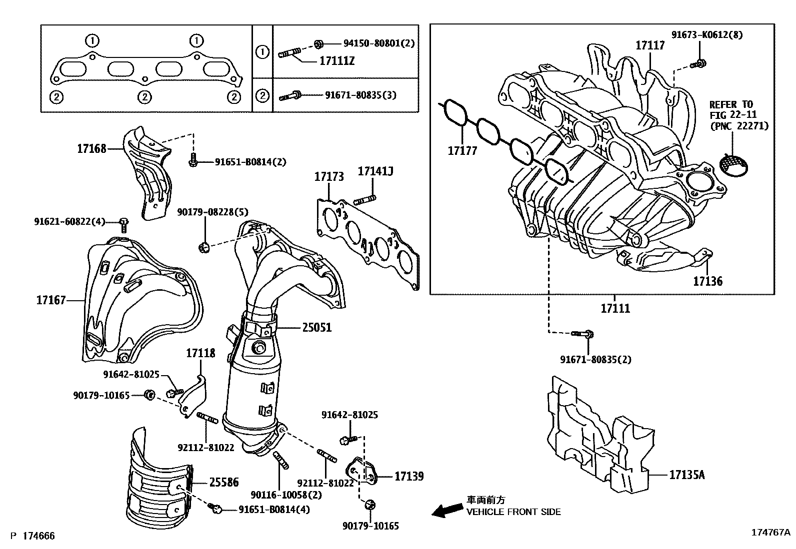 Toyota CAMRY Manifold EPC diagram — 174767A