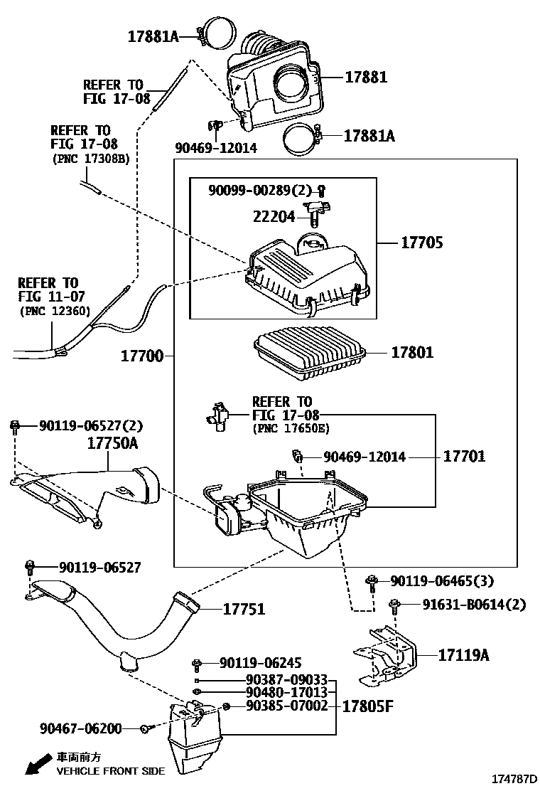 Toyota CAMRY Air Cleaner EPC diagram — 174787D