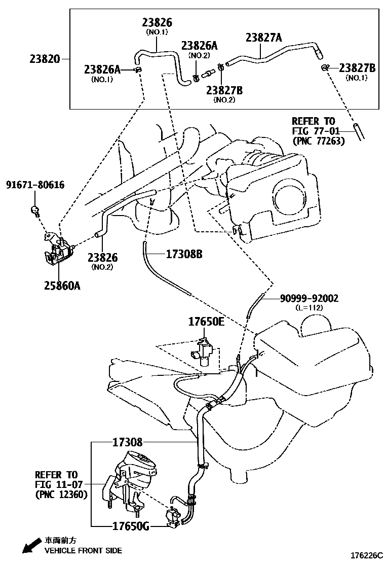 Toyota CAMRY vacuum tube EPC diagram — 176226C