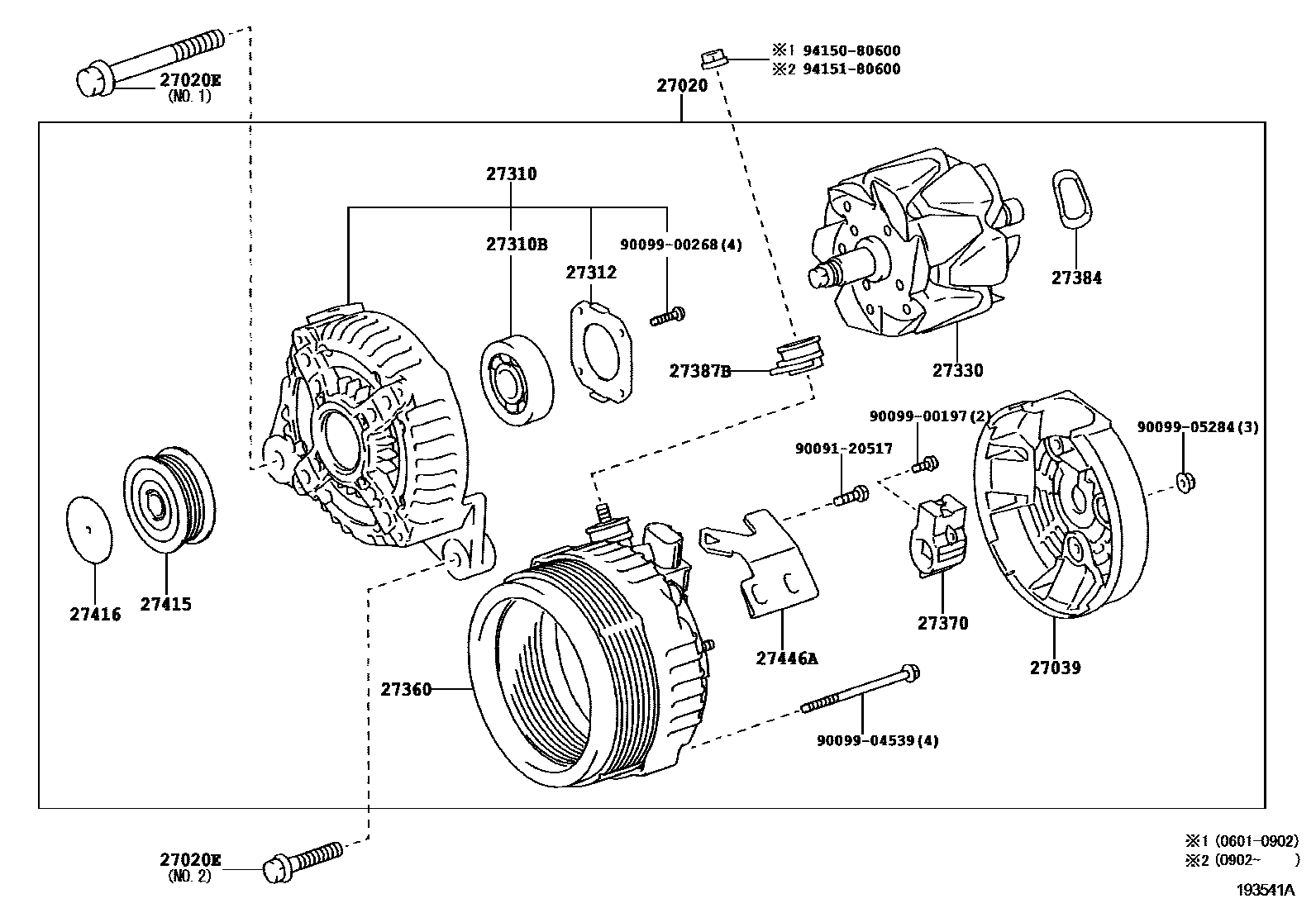 Toyota CAMRY Alternator EPC diagram — 193541A