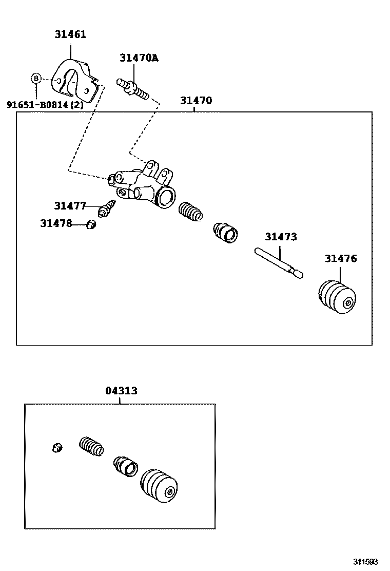 Toyota CAMRY 离合器分离缸 EPC diagram — 311593