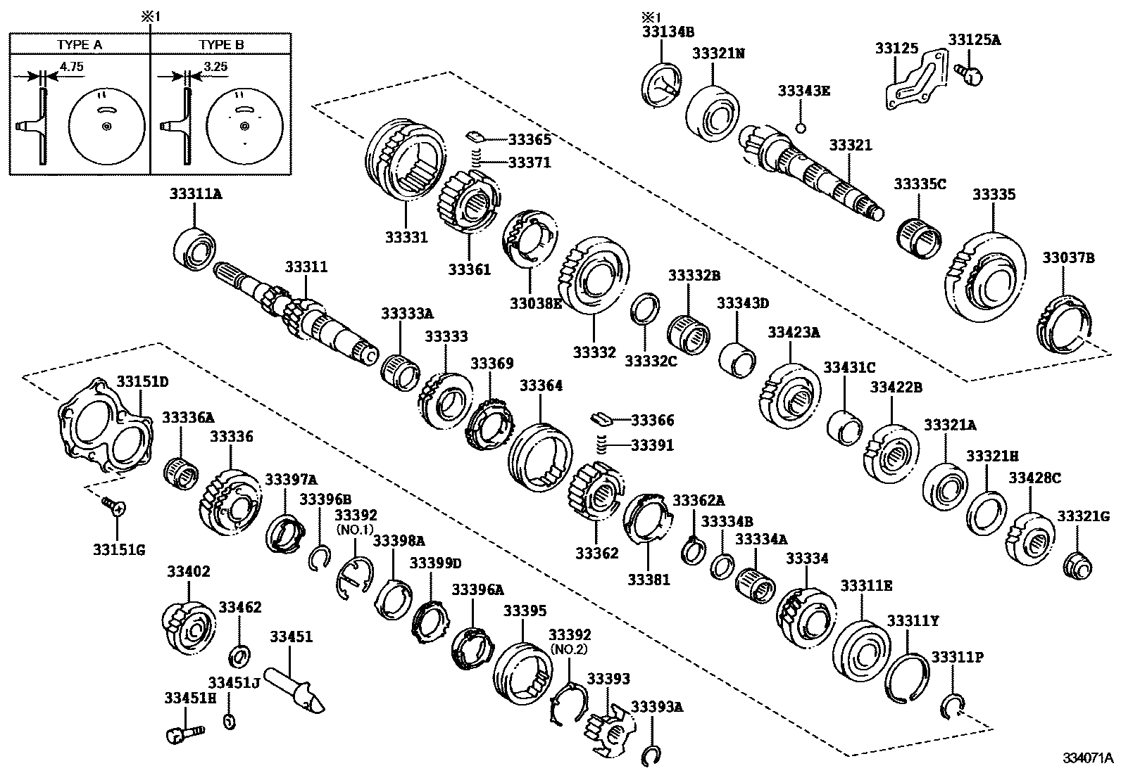 Toyota CAMRY 变速器齿轮(MTM) EPC diagram — 334071A