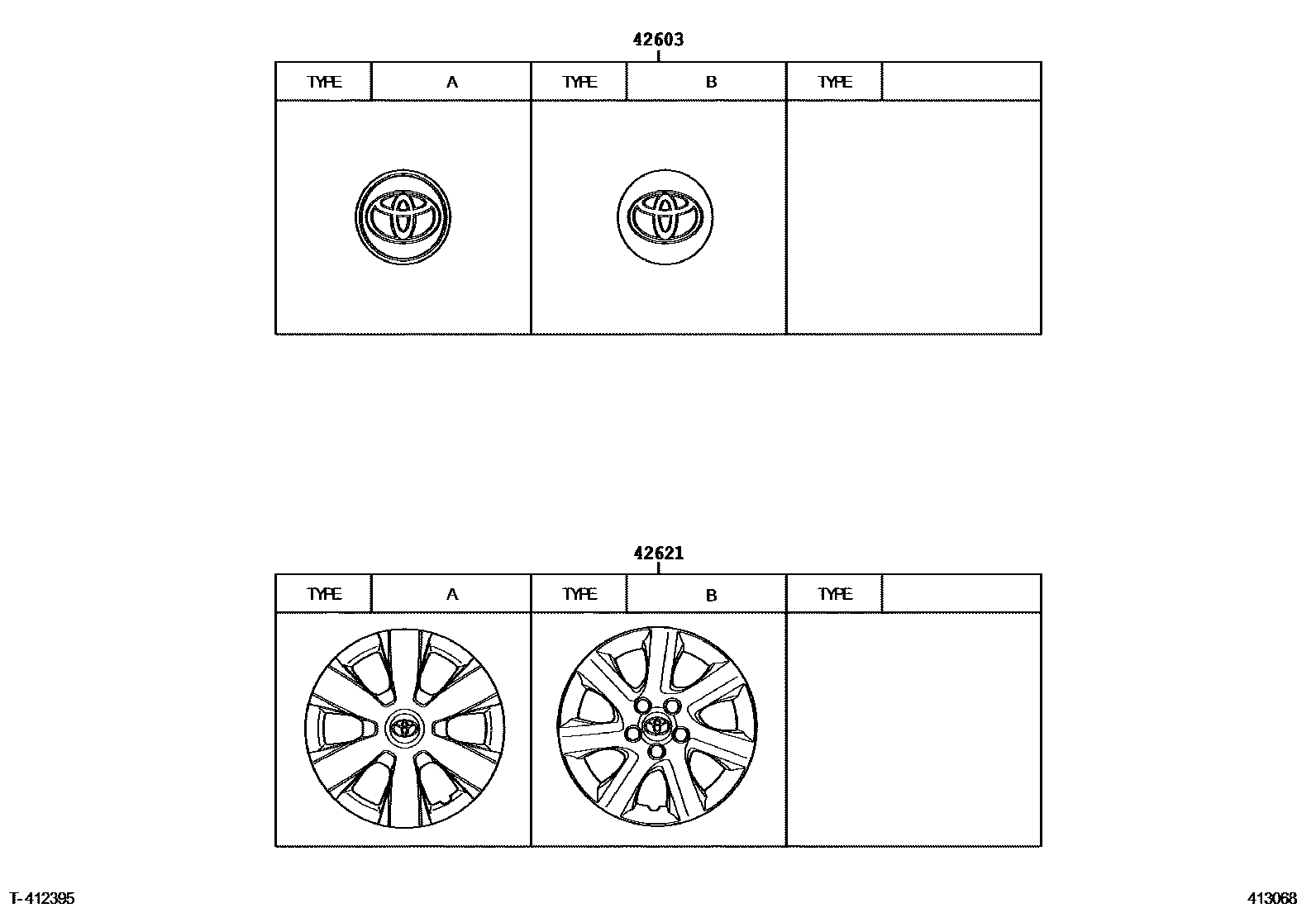 Toyota CAMRY 车轮和车轮盖 EPC diagram — 413068