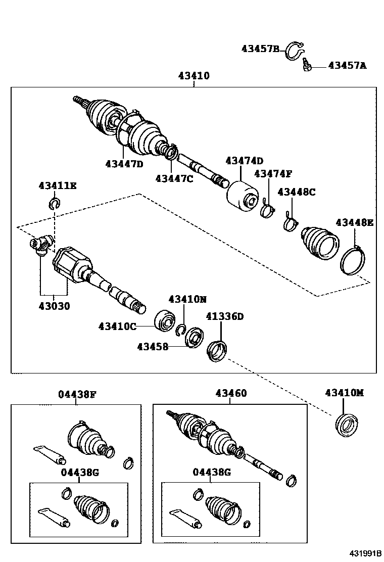 Toyota CAMRY Front Drive Shaft EPC diagram — 431991B