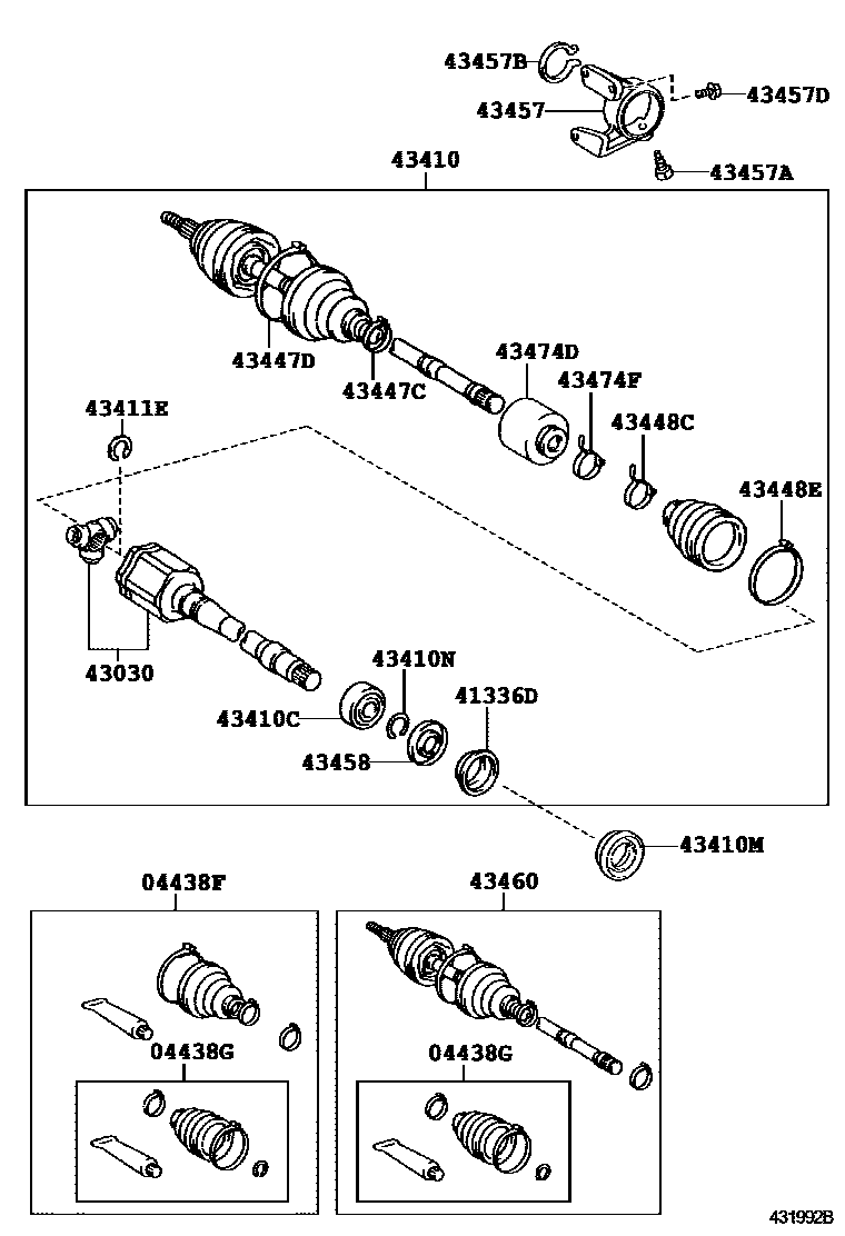 Toyota CAMRY Front Drive Shaft EPC diagram — 431992B