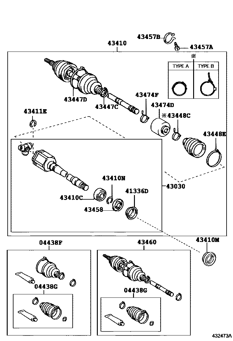Toyota CAMRY Front Drive Shaft EPC diagram — 432473A