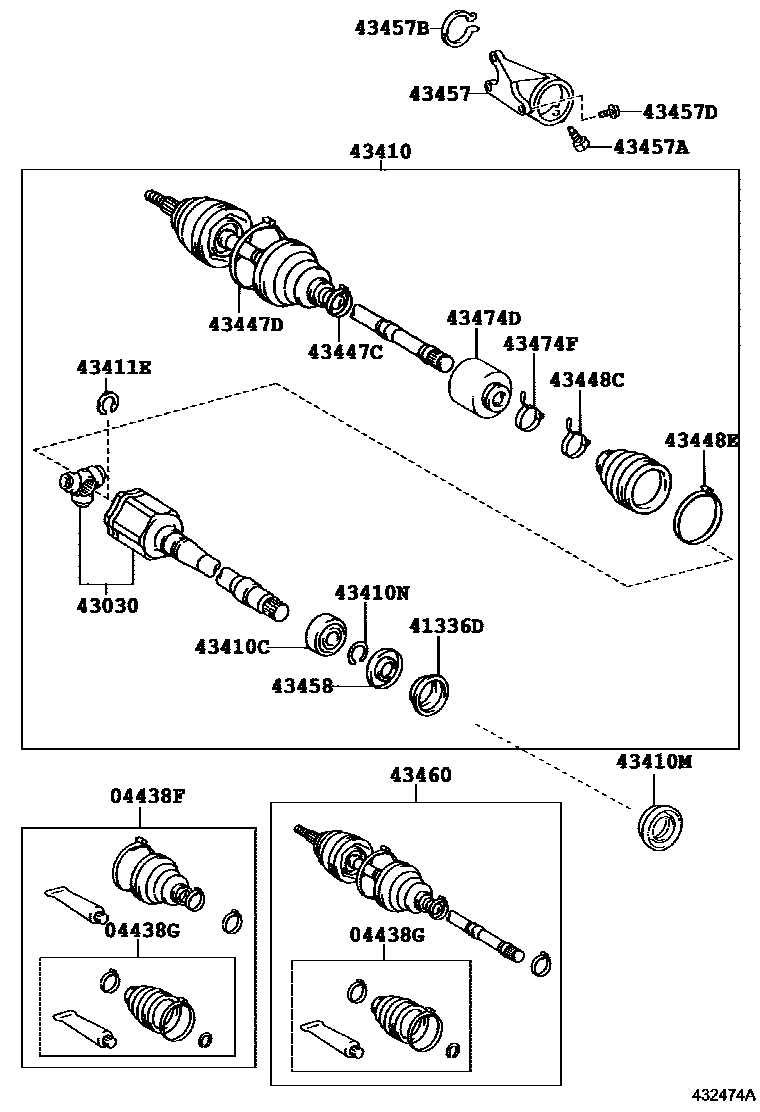 Toyota CAMRY Front Drive Shaft EPC diagram — 432474A