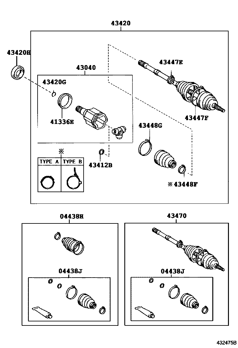 Toyota CAMRY Front Drive Shaft EPC diagram — 432475B