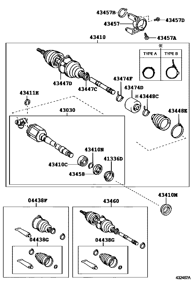 Toyota CAMRY Front Drive Shaft EPC diagram — 432487A