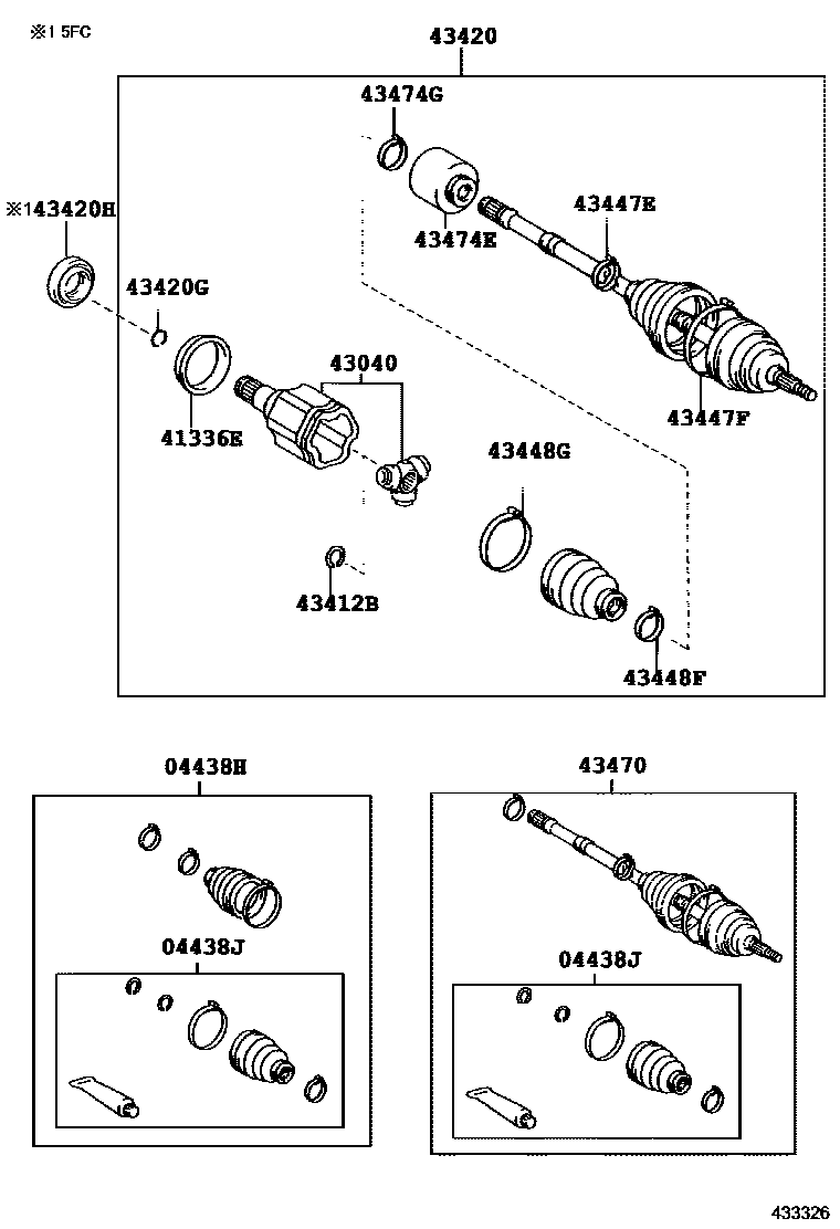 Toyota CAMRY Front Drive Shaft EPC diagram — 433326
